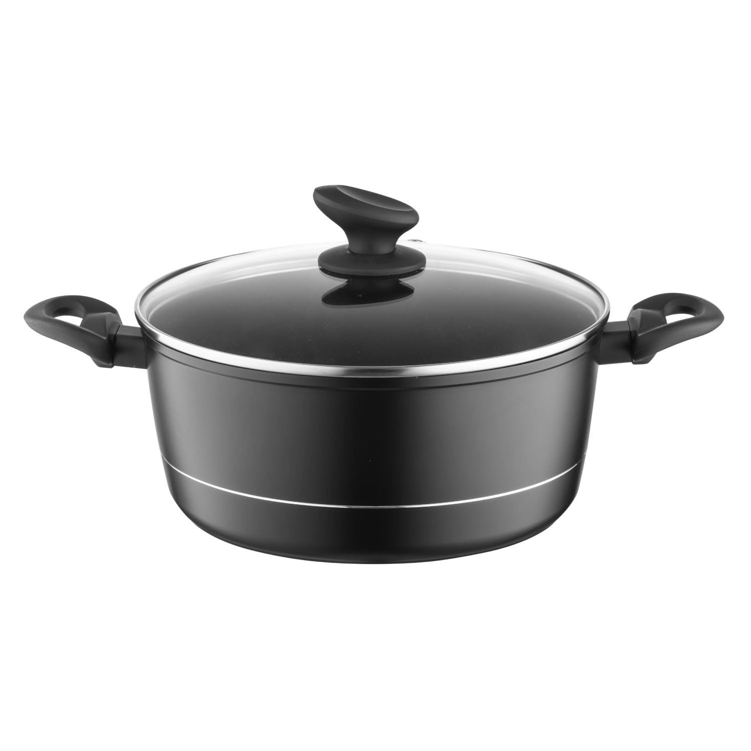 FLORINA Faitout Aluminium 5,1 l - Grande Casserole Fond à Induction 26 cm - Marmite avec Couvercle Verré DELUX - Convien