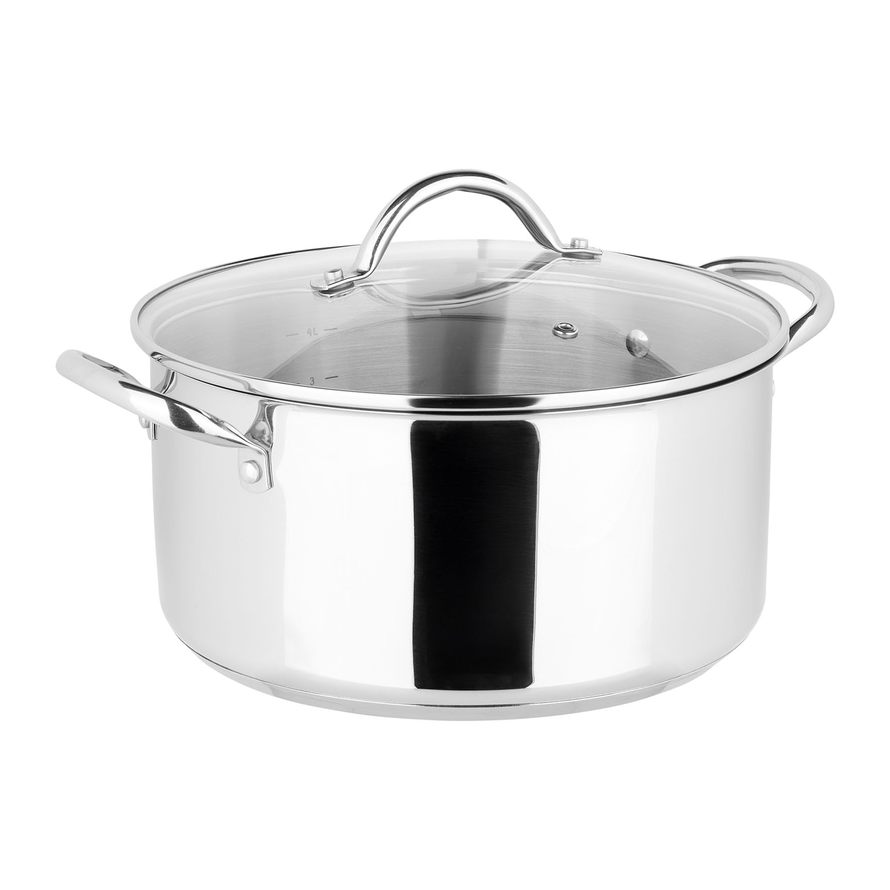 Sitram 717095 Faitout Endurance Ø24cm Acier Inoxydable Couvercle Verre Toutes Plantes Induction